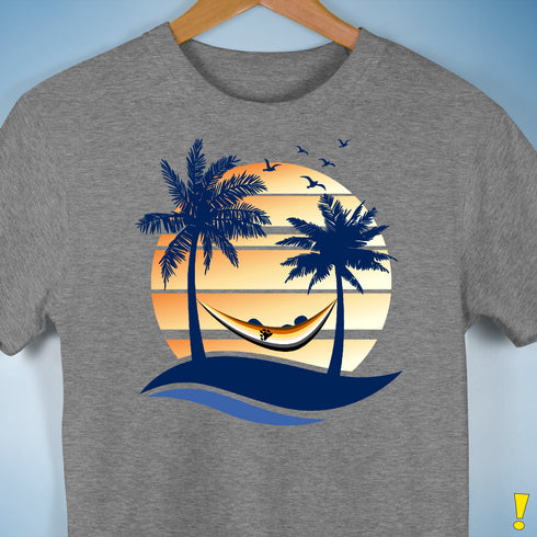 Bear Pride Hammock Summer Beach Sunset Premium Unisex T-Shirt - Grey Heather