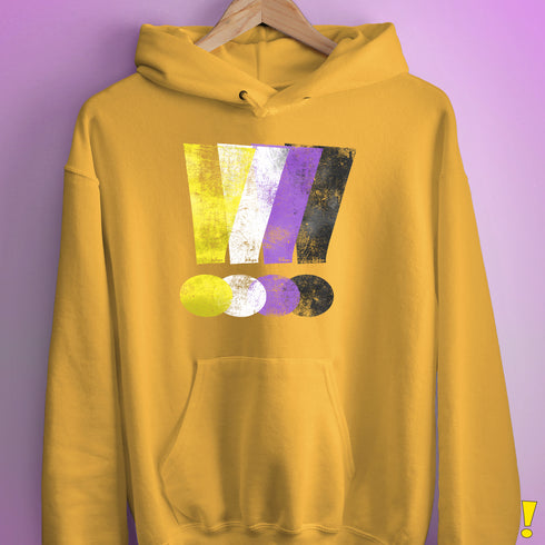 Nonbinary Pride Grunge Exclamation Points Hoodie - Mustard