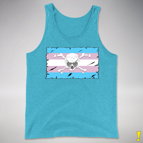 Transgender Pride Pirate Flag Premium Tank Top - Aqua Triblend