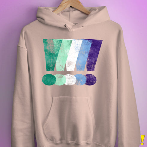 MLM Gay Pride Grunge Exclamation Points Hoodie - Light Pink