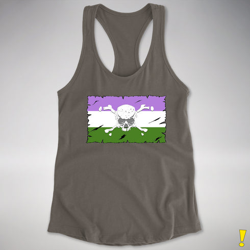 Genderqueer Pride Pirate Flag Racerback Tank - Dark Grey