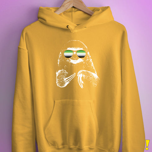 Pride Sloth Aromantic Flag Sunglasses Hoodie - Mustard