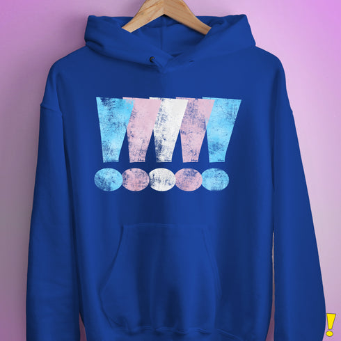 Transgender Pride Exclamation Points Hoodie - Royal Blue