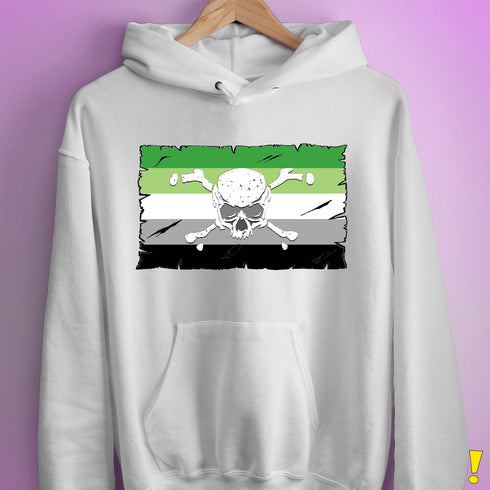 Aromantic Pride Pirate Flag Hoodie - White