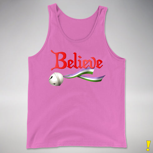 Believe Genderqueer Pride Jingle Bell Premium Tank Top - Neon Pink