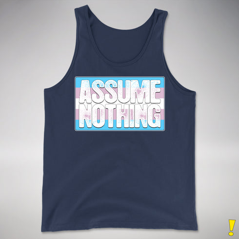 Assume Nothing Transgender Pride Flag Premium Tank Top - Navy