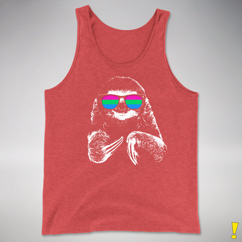 Pride Sloth Polysexual Flag Sunglasses Premium Tank Top - Red Triblend