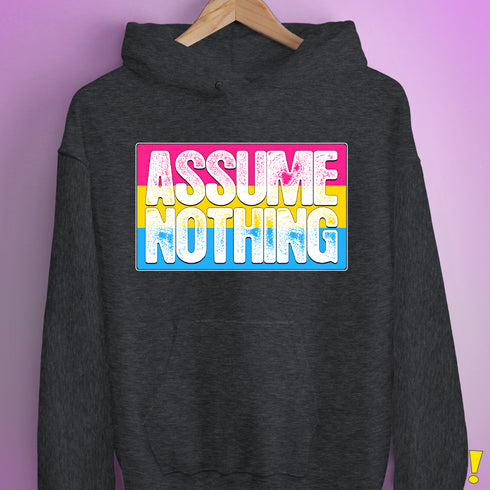 Assume Nothing Pansexual Pride Flag Hoodie - Dark Grey Heather