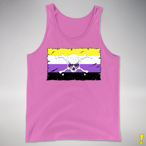 Nonbinary Pride Pirate Flag Premium Tank Top - Neon Pink