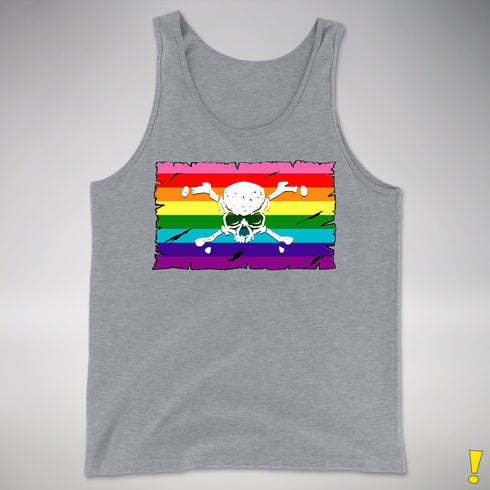 Gilbert Baker LGBTQ Pride Pirate Flag Premium Tank Top - Grey Heather