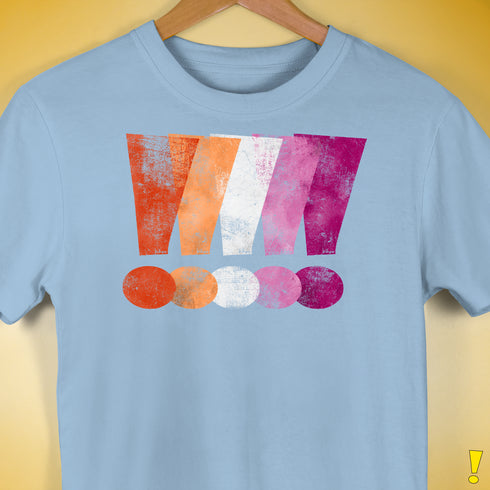 Distressed Lesbian Pride Graphic Exclamation Points Premium Unisex - Baby Blue