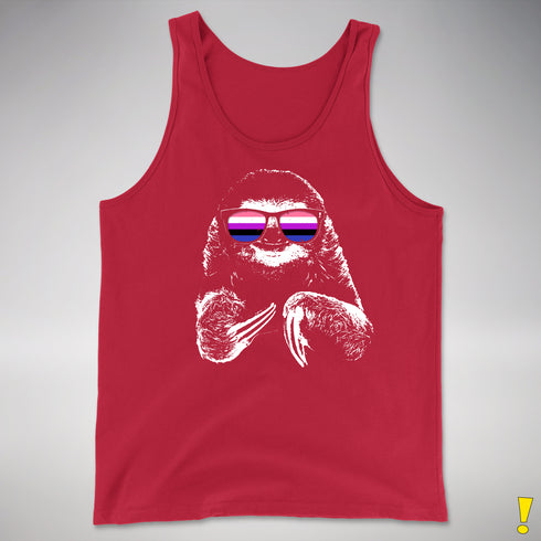 Pride Sloth Genderfluid Flag Sunglasses Premium Tank Top - Red