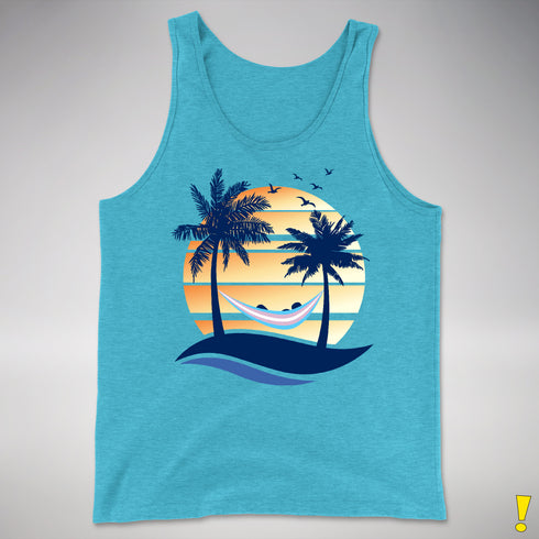 Transgender Pride Hammock Summer Beach Sunset Premium Tank Top - Aqua Triblend