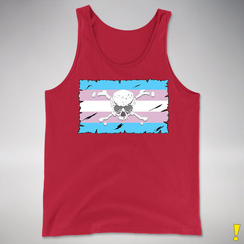 Transgender Pride Pirate Flag Premium Tank Top - Red