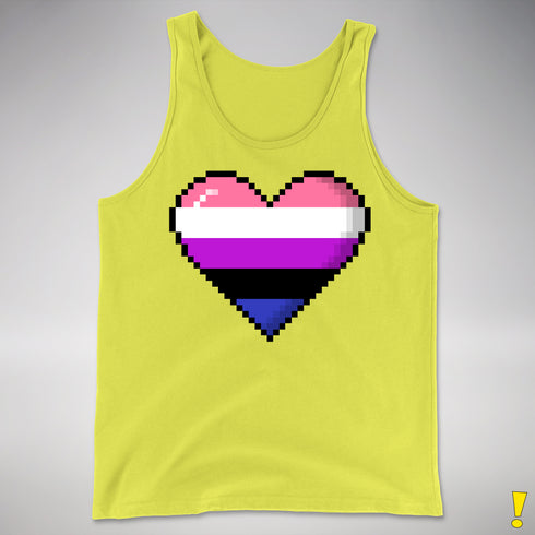 Genderfluid Pride 8-Bit Pixel Heart Premium Tank Top - Neon Yellow