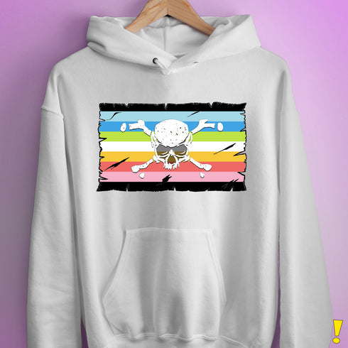 Queer Pride Pirate Flag Hoodie - White