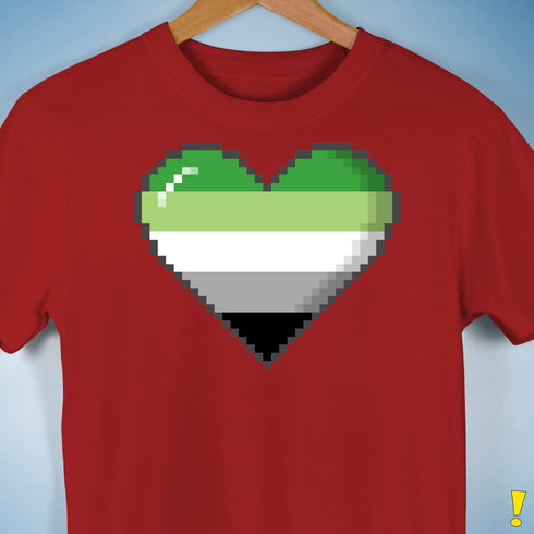 Aromantic Pride 8-Bit Pixel Heart Premium Unisex T-Shirt - Red
