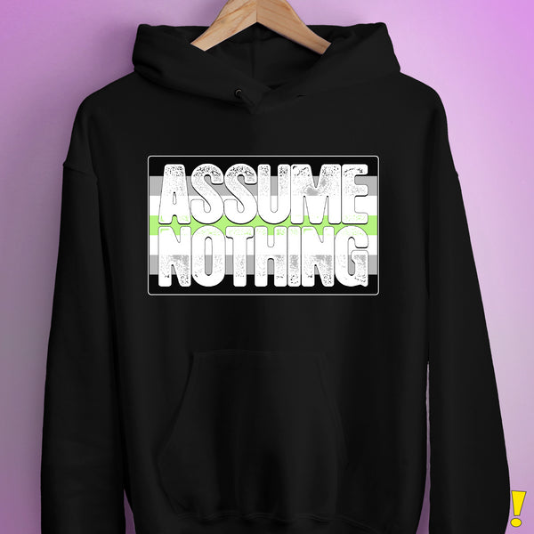 Assume Nothing Agender Pride Flag Hoodie - Black