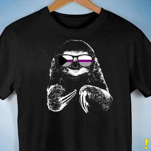 Pride Sloth Demisexual Pride Flag Sunglasses Premium Unisex T-Shirt - Black