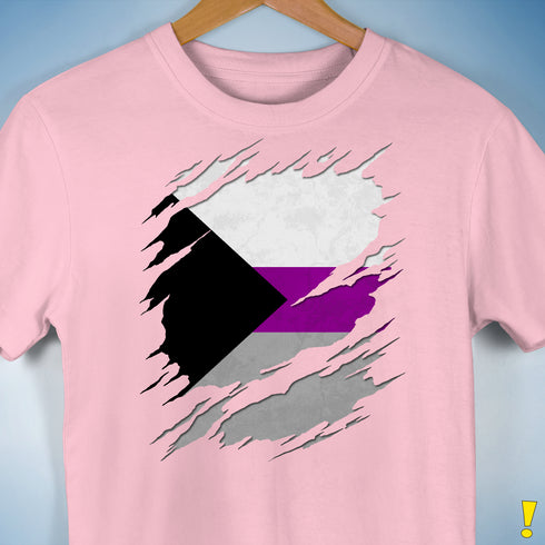 Demisexual Pride Flag Ripped Reveal Premium Unisex T-Shirt - Pink