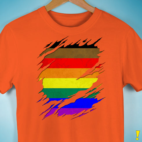 Philly LGBTQ Gay Pride Flag Ripped Reveal Premium Unisex T-Shirt - Orange
