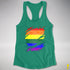 LGBTQ Pride Flag Ripped Reveal Racerback Tank - Kelly Green