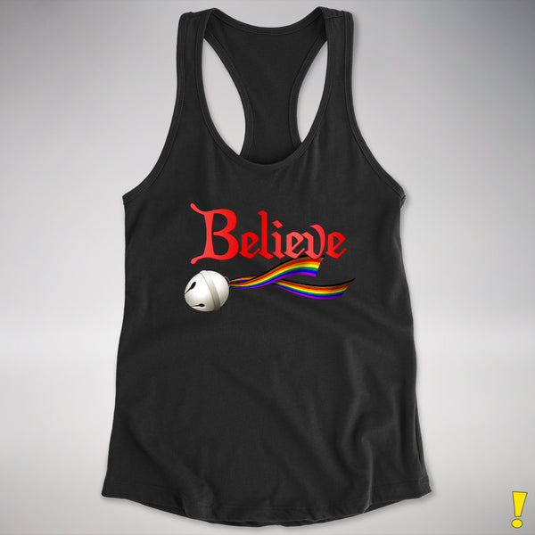 Believe Philly LGBTQ Pride Jingle Bell Racerback Tank - Black