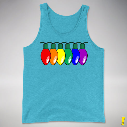 LGBTQ Pride Christmas Lights Premium Tank Top - Aqua Triblend