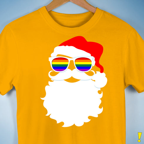 Santa’s LGBTQ Rainbow Pride Flag Shades Premium Unisex T-Shirt - Gold
