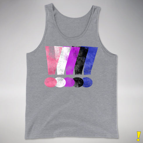 Genderfluid Pride Grunge Exclamation Points Premium Tank Top - Grey Heather