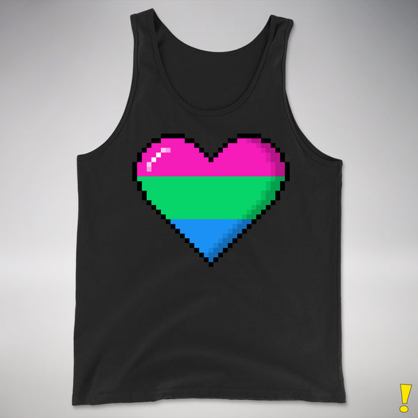 Polysexual Pride Pixel Heart Premium Tank Top - Black