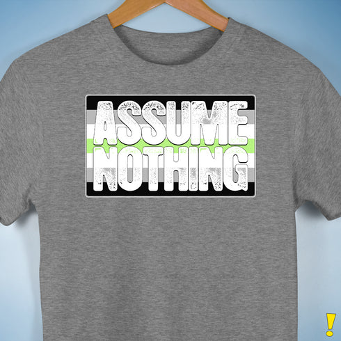 Assume Nothing Agender Pride Flag Premium Unisex T-Shirt - Grey Heather