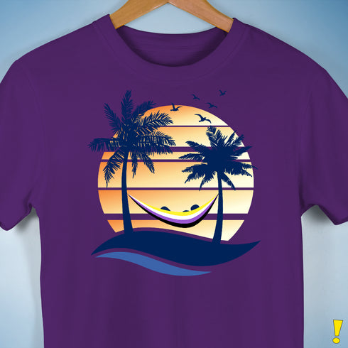 Nonbinary Pride Hammock Summer Beach Sunset Premium Unisex T-Shirt - Purple