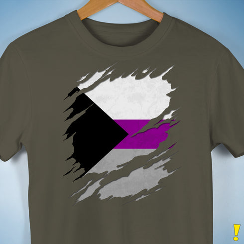Demisexual Pride Flag Ripped Reveal Premium Unisex T-Shirt - Army