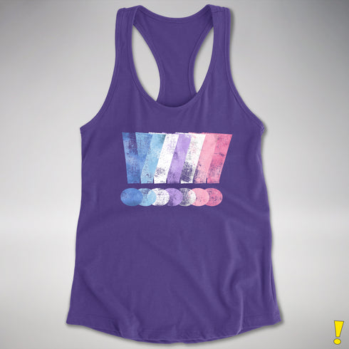 Bigender Pride Grunge Exclamation Points Racerback Tank - Purple