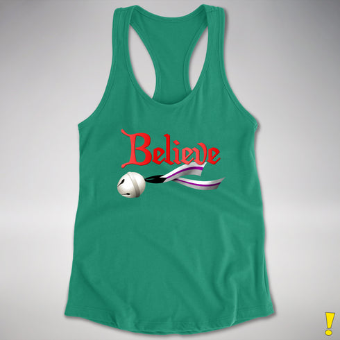 Believe Demisexual Pride Jingle Bell Racerback Tank - Kelly Green