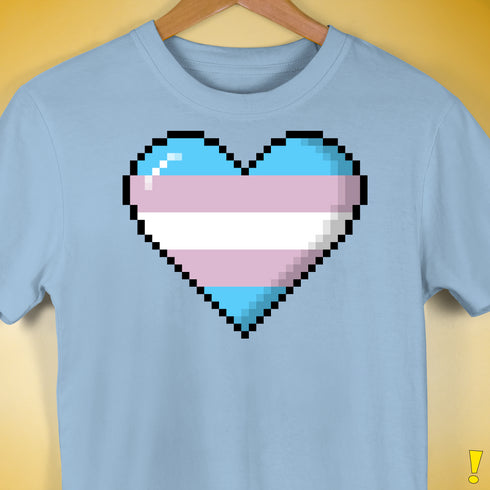 Transgender Pride 8-Bit Pixel Heart Premium Unisex T-Shirt - Baby Blue