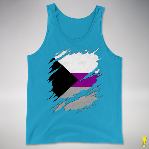 Demisexual Pride Flag Ripped Reveal Premium Tank Top - Neon Blue