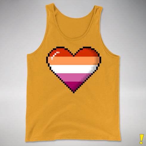 Lesbian Pride 8-Bit Pixel Heart Premium Tank Top - Gold