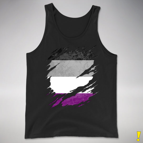 Asexual Pride Flag Ripped Reveal Premium Tank Top - Black