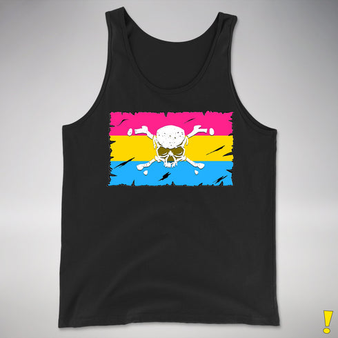 Pansexual Pride Pirate Flag Premium Tank Top - Black