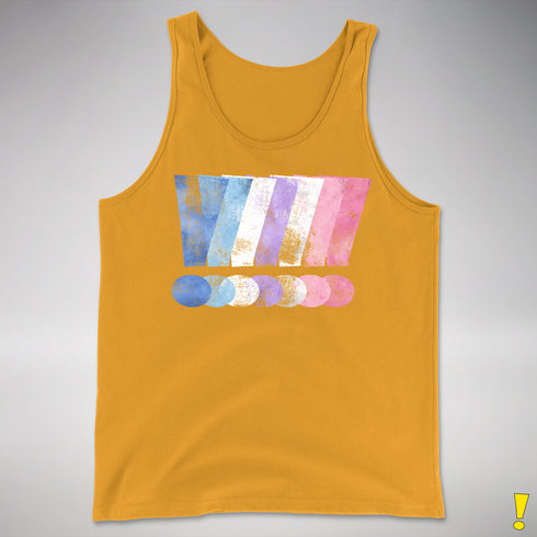 Bigender Pride Grunge Exclamation Points Premium Tank Top - Gold