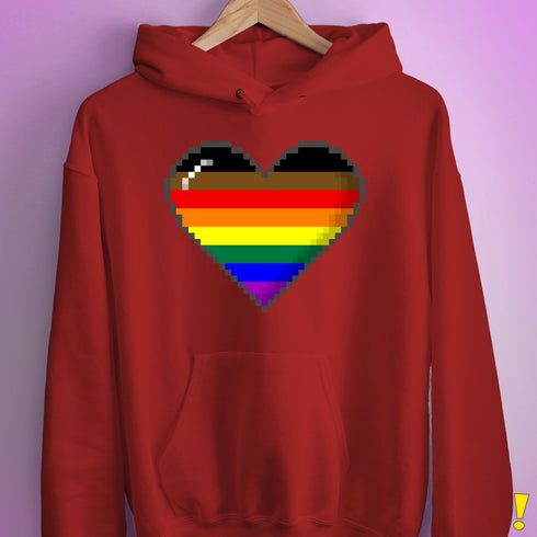 Philly LGBTQ Pride 8-Bit Pixel Heart Hoodie - Red