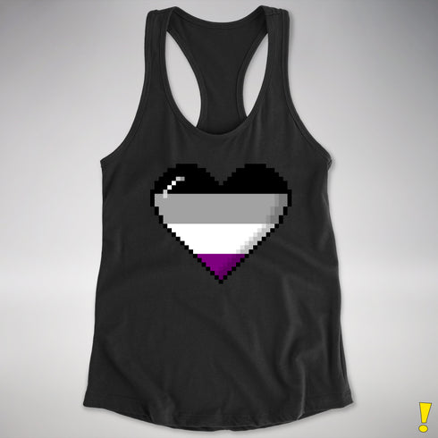 Asexual Pride 8-Bit Pixel Heart Racerback Tank - Black