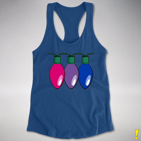 Bisexual Pride Christmas Lights Racerback Tank - Royal