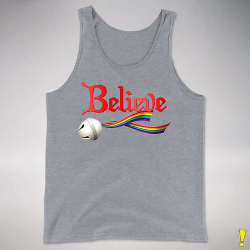 Believe LGBTQ Gilbert Baker Pride Jingle Bell Premium Tank Top - Grey Heather