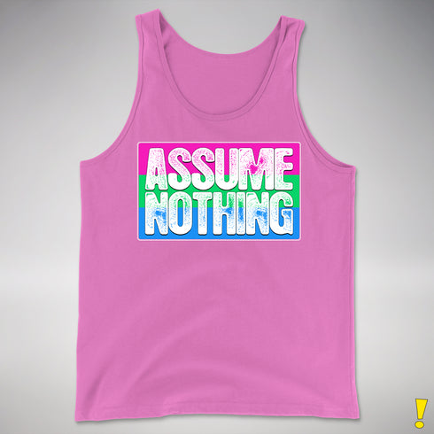 Assume Nothing Polysexual Pride Flag Premium Tank Top - Neon Pink
