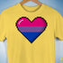 Bisexual Pride 8-Bit Pixel Heart Premium Unisex T-Shirt - Yellow