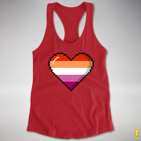Lesbian Pride 8-Bit Pixel Heart Racerback Tank - Red