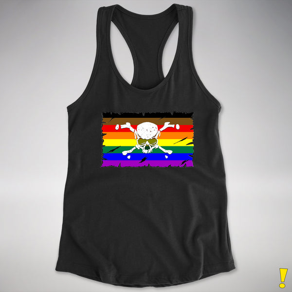 Philly LGBTQ Pride Pirate Flag Racerback Tank - Black